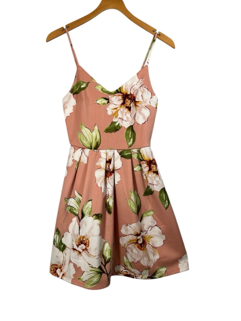 Monteau Floral Fit & Flare Spaghetti Strap Dress Size XS Pink Spring Brunch